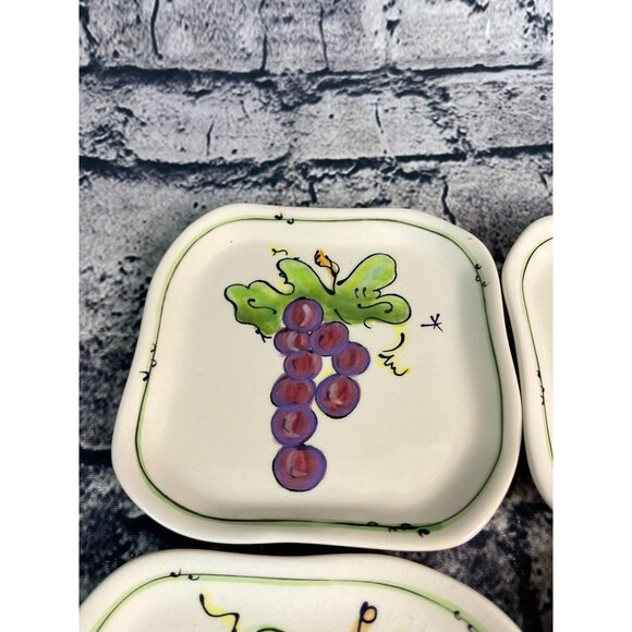 Julia Junkin Set of 4 GRAPE Plates Appetizer Snack Small Grape Hand painted - Picture 2 of 8